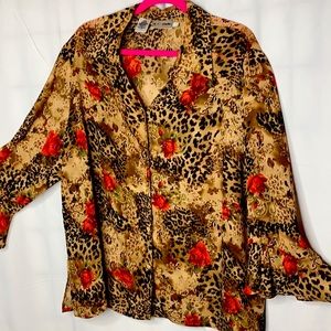 Vintage K.C. Studio Vintage Floral Leopard print blouse Size 22W